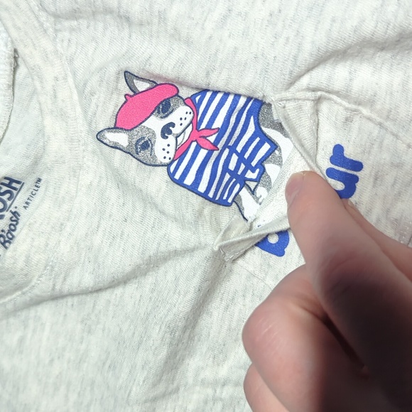 French Bulldog Oshkosh Shirt Heather Grey Girls 6/6X - Picture 8 of 12
